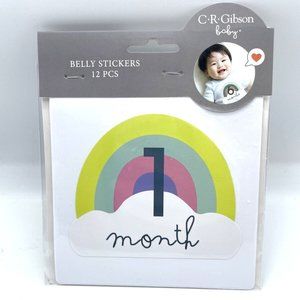 C.R Gibson Baby Belly Stickers 12 Pieces Rainbow and Clouds- NEW